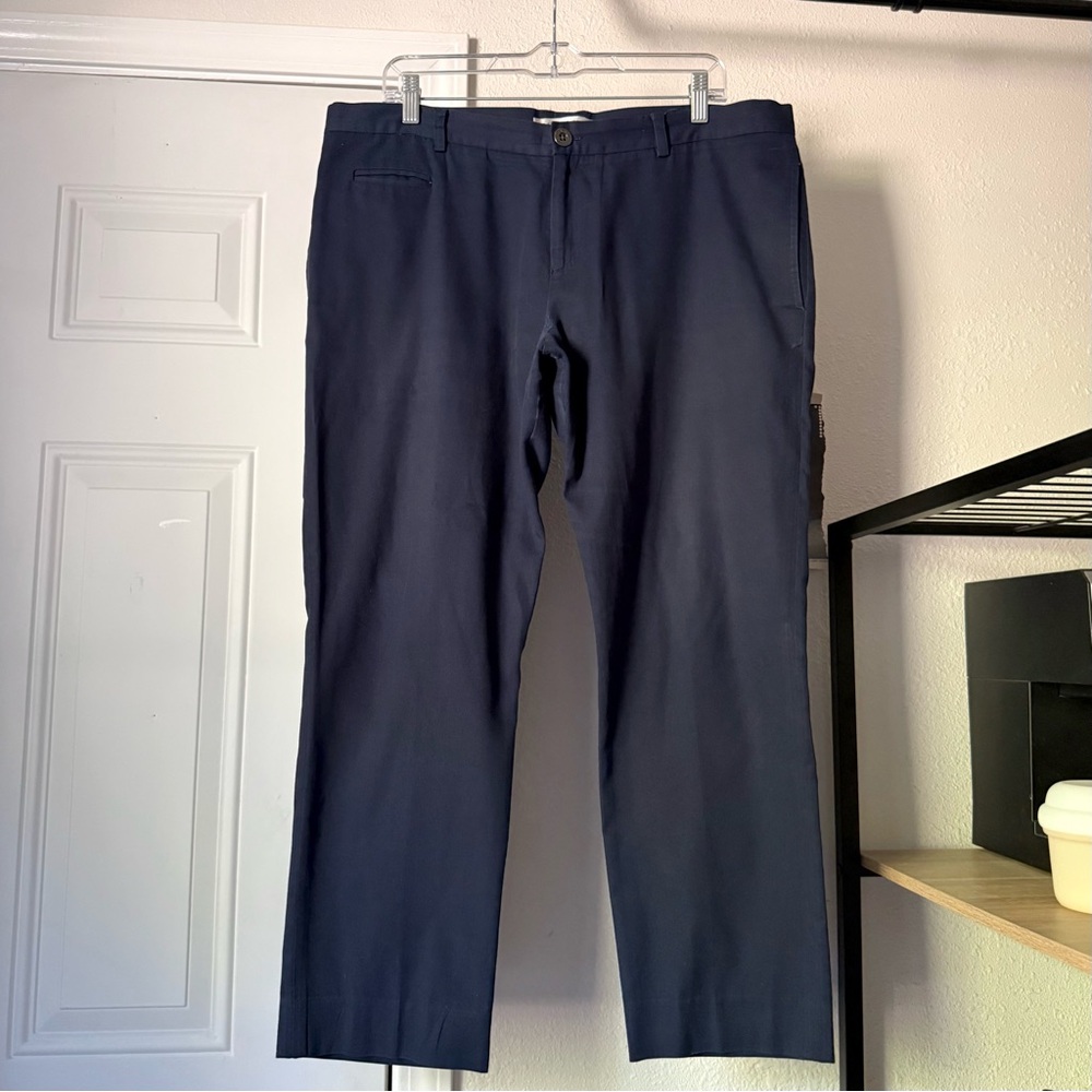 PARKE & RONEN navy blue men’s cotton straight leg cropped pants‎